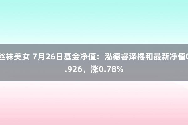 丝袜美女 7月26日基金净值：泓德睿泽搀和最新净值0.926，涨0.78%