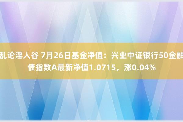 乱论淫人谷 7月26日基金净值：兴业中证银行50金融债指数A最新净值1.0715，涨0.04%