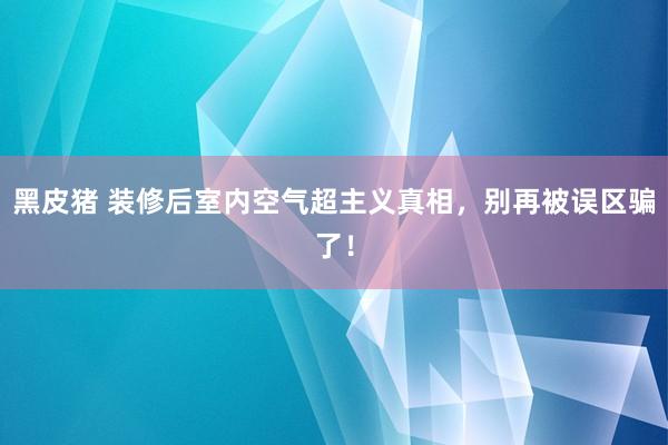 黑皮猪 装修后室内空气超主义真相，别再被误区骗了！