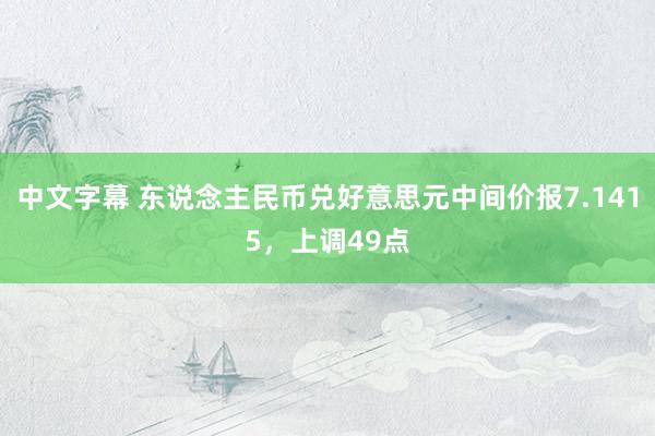 中文字幕 东说念主民币兑好意思元中间价报7.1415，上调49点