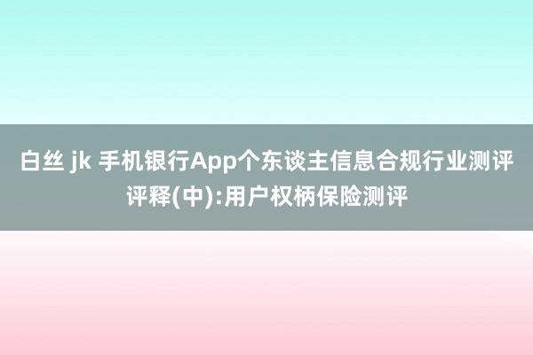 白丝 jk 手机银行App个东谈主信息合规行业测评评释(中):用户权柄保险测评