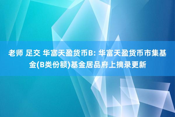 老师 足交 华富天盈货币B: 华富天盈货币市集基金(B类份额)基金居品府上摘录更新